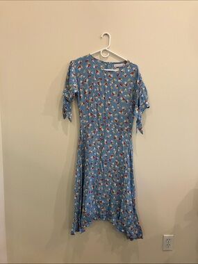 Faithfull the Brand Blue Floral Tie-Shoulder Midi Dress